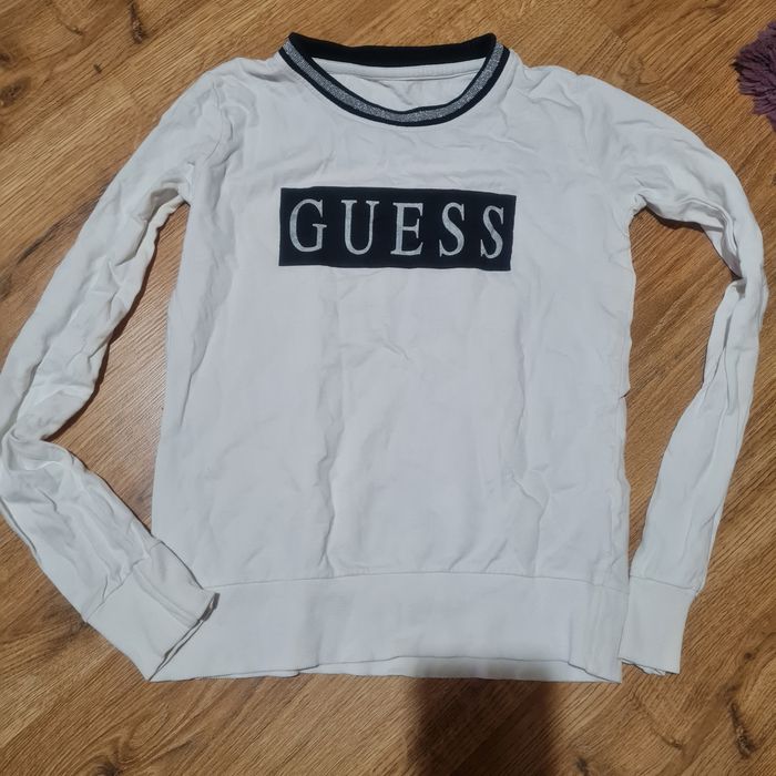 Guess biała bluza z logo brokatowym r. XS wkładana przez głowę jak swe