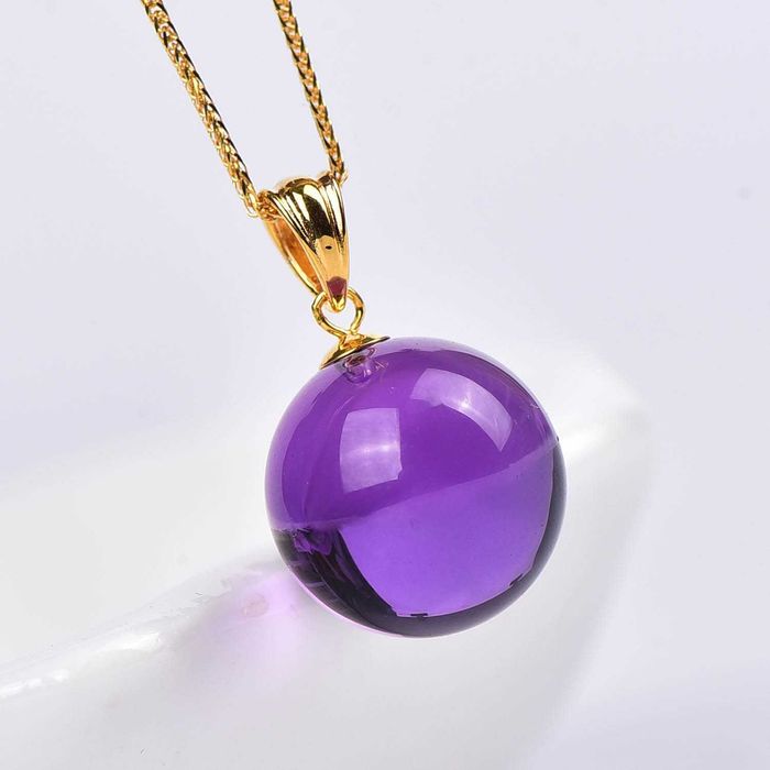 Colar com pingente - 18 K Ouro amarelo Ametista