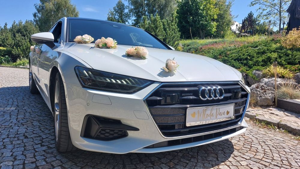 Białe Audi A7 s line Promocja !sportowa limuzyna auto do ślubu samochód wesele