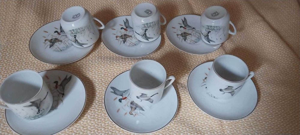 Serviço café porcelana Passaros - manufatura portuguesa Porcelanas Viana.