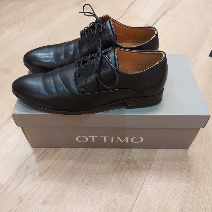 pantofle eleganckie czarne OTTIMO r.41 dł.wkł. 28cm idealny