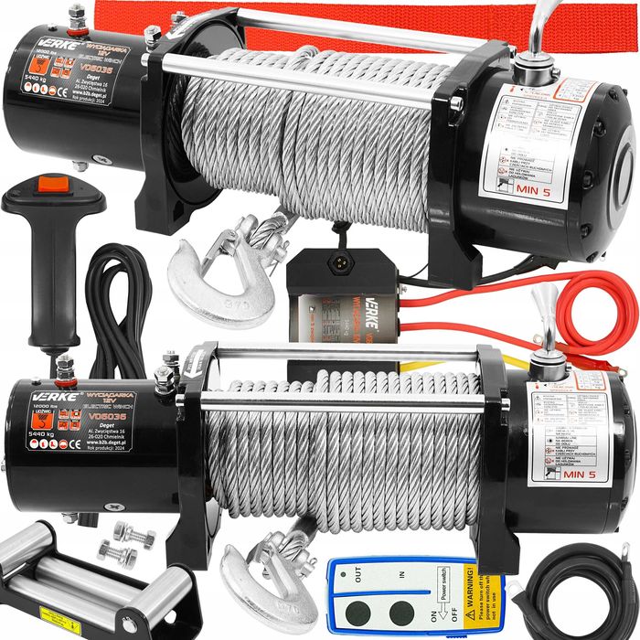 WYCIĄGARKA ELEKTRYCZNA 12V 5440KG Wciągarka Linowa Samochodowa Lawety 24M