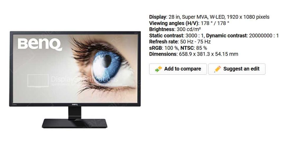 Monitor BENQ GC2870 28" FHD