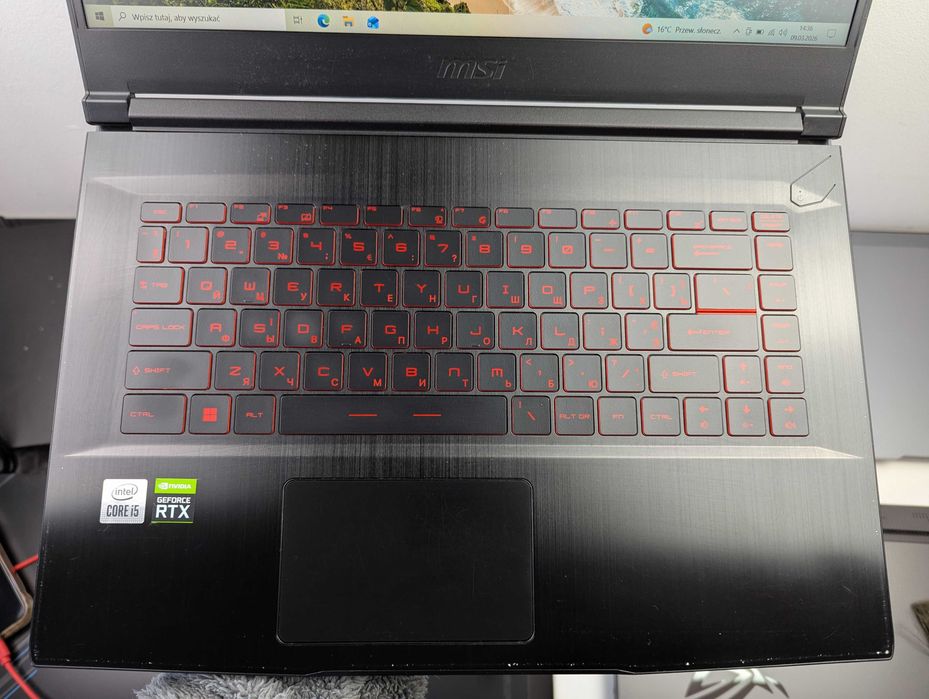 LAPTOP GAMINGOWY MSI GF65 RTX 3060 Intel i5-10500H 144 hz