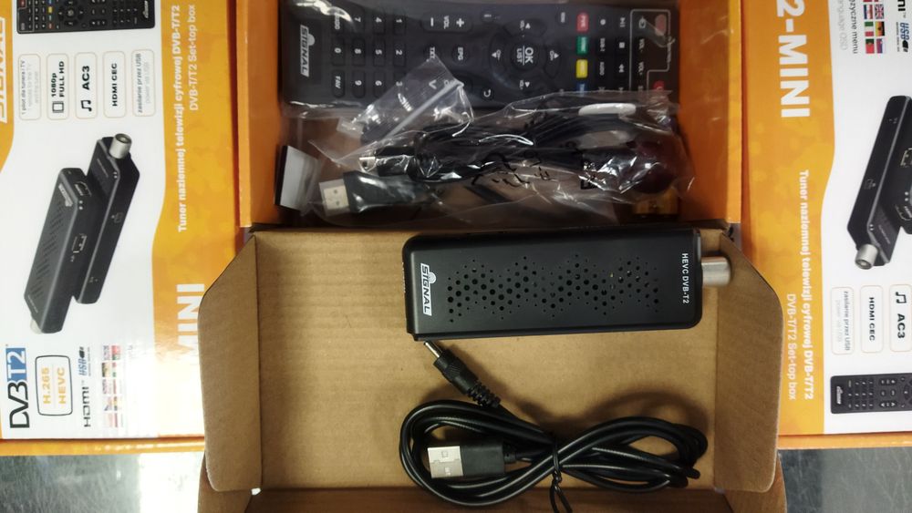 NOWY Tuner dekoder DVB-T mini Signal dvbt2 hevc h265. Tuner naziemnej