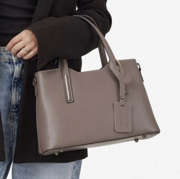 Сумка шкіряна темно-зелена  Зеленая кожаная сумка итальянская