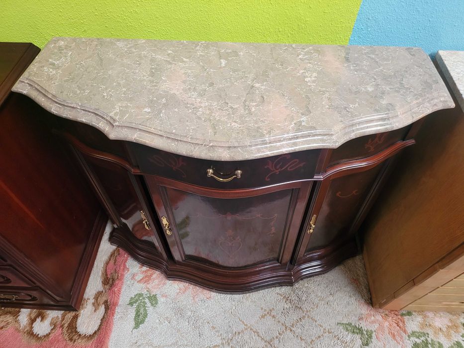 Consola em madeira com tampo em pedra - óptimo estado geral