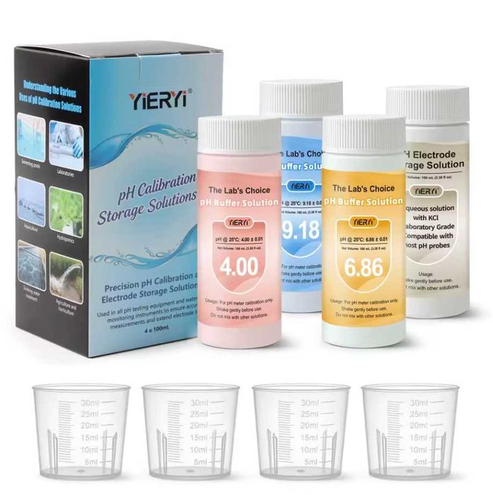 Zestaw Kalibracyjny do Mierników pH - 4x100ml + Zlewki