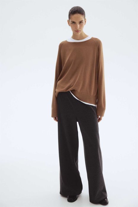 Spodnie M nowa kolekcja szare wide luźne wiskoza dżersej PROMOCJA