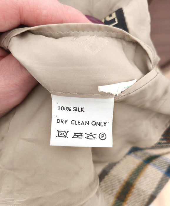 Jedwabna marynarka vintage marki Daks w kratę perełka vintage rozmiar