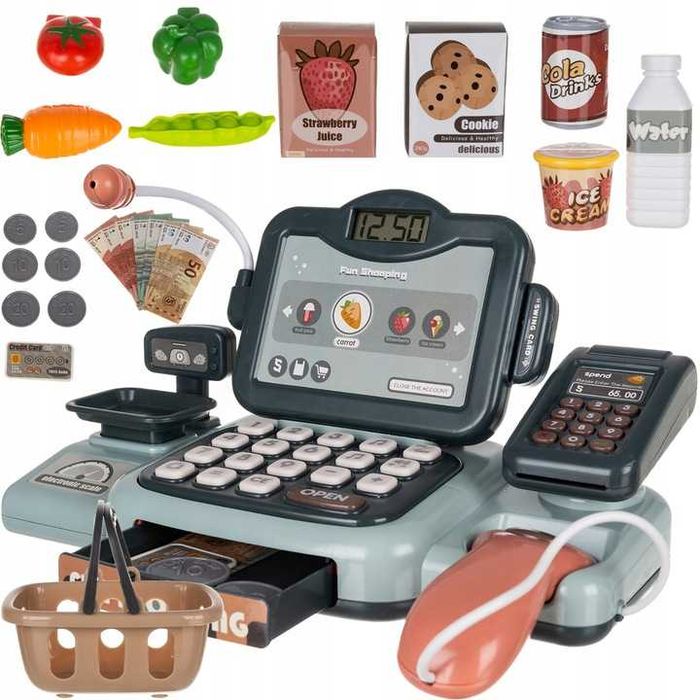 kasa sklepowa mikrofon waga koszyk skaner supermarket sklep dodatki