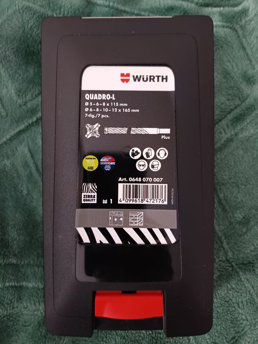 WURTH !!!  Zestaw Wierteł Udarowych PLUS QUADRO-L VARIO 7 Sztuk Nowe !