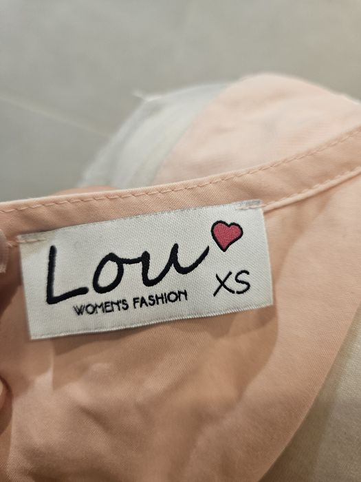 Pudrowy róż sukienka siateczka balowa tiul koronka xs