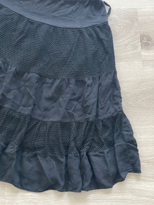 Czarna zwiewna spódnica boho z wiskozy | falbany | S/M