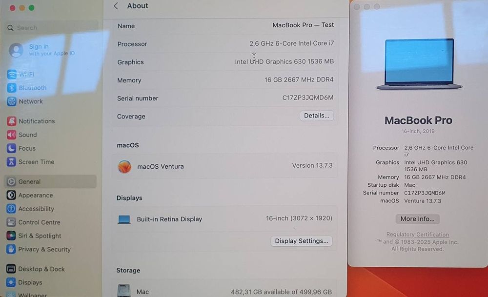 MacBook Pro 16inch 2019 - i7/16GB/512GB