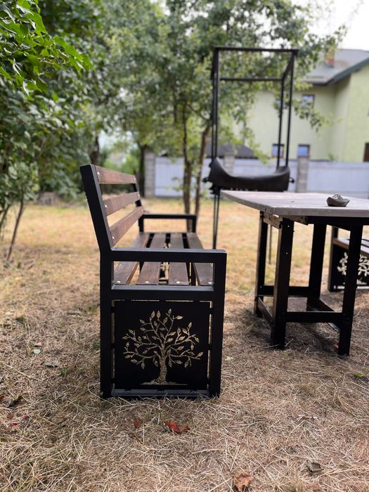 Лавка в стилі лофт,вставка візерунок дерева