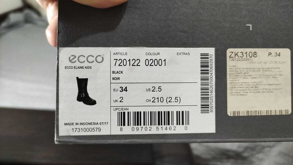 Чобітки маленьких розмірів Ecco Elaine kids