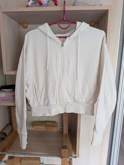 Укорочена кофта HM, H&M кофтинка, зіпка, худі біле