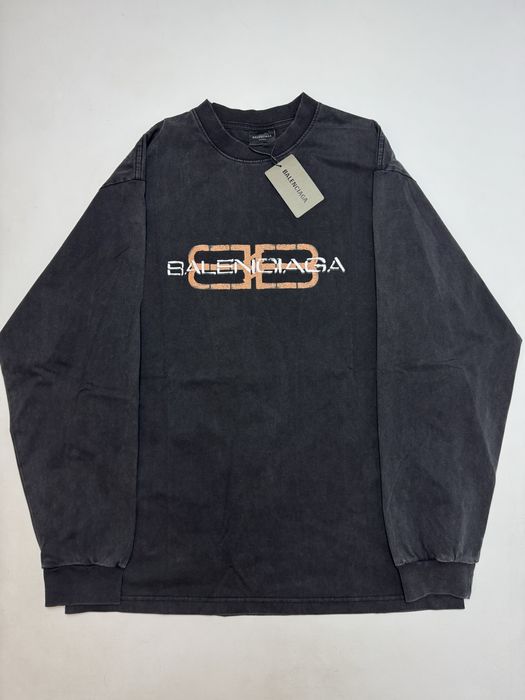 Лонгслів Balenciaga Logo M L Washed Black ERD Vetements