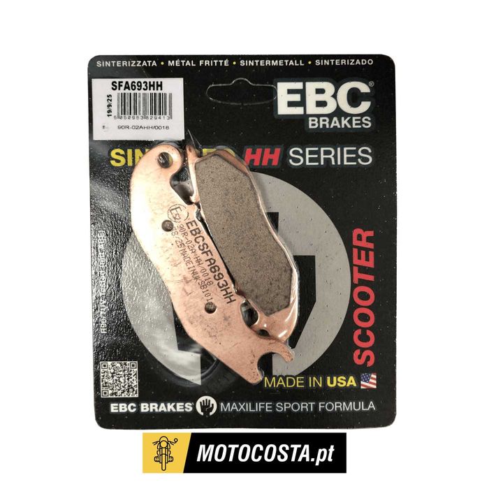 Pastilhas travão EBC SFA693HH sinterizadas para scooter