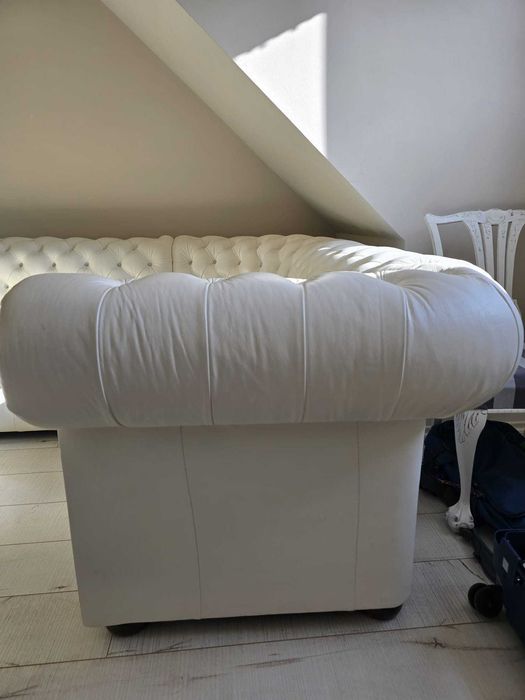 Narożnik skórzany Chesterfield z kamykami Swarovskiego