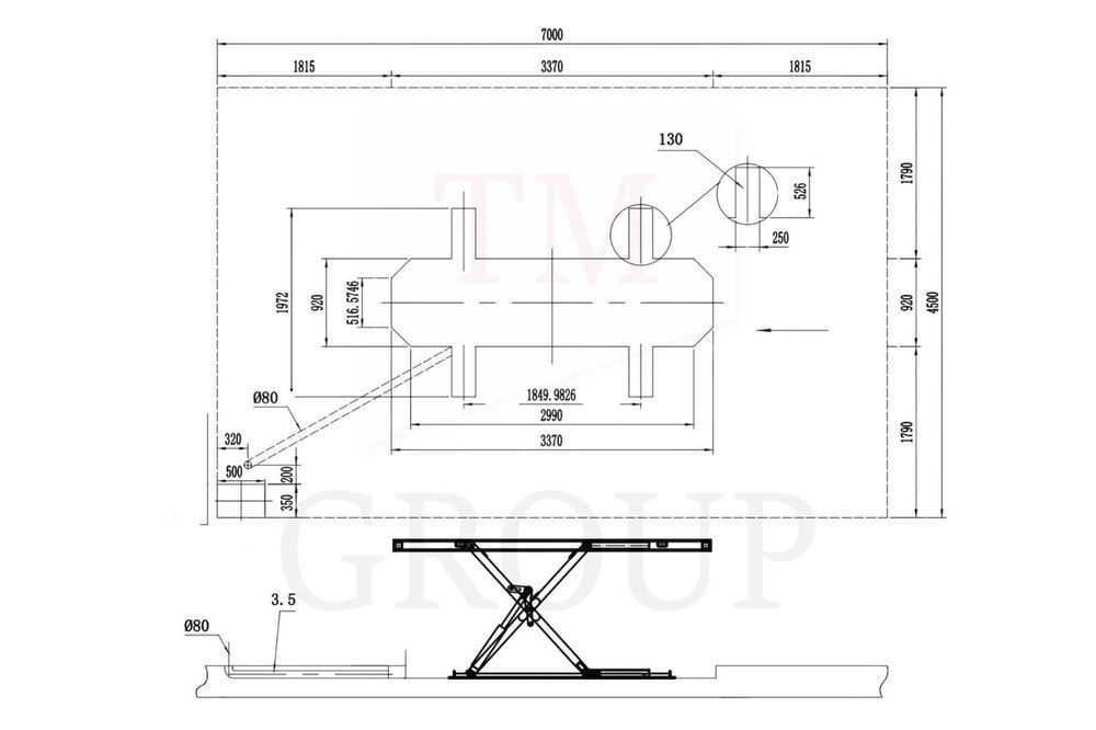 Płyta blacharska, Rama naprawcza na podnośniku 3T TM-GROUP
