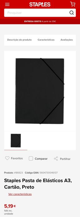 Pastas de elásticos A3 em cartão da Staples