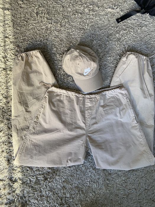 Spodnie baggy szeroki camel stradivarius