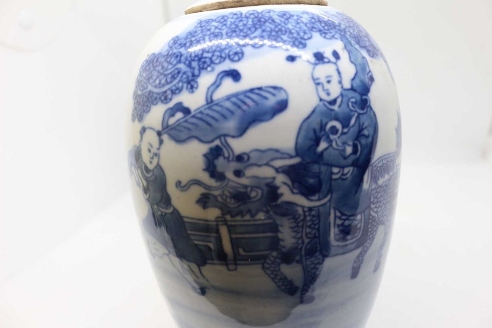 Potes Porcelana Chinesa Azul e Branco Kangxi Crianças e Dragão