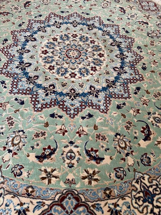 Nowy Okrągły Dywan Perski z Jedwabiem Iran Nain 205x205 gal. 25 tyś