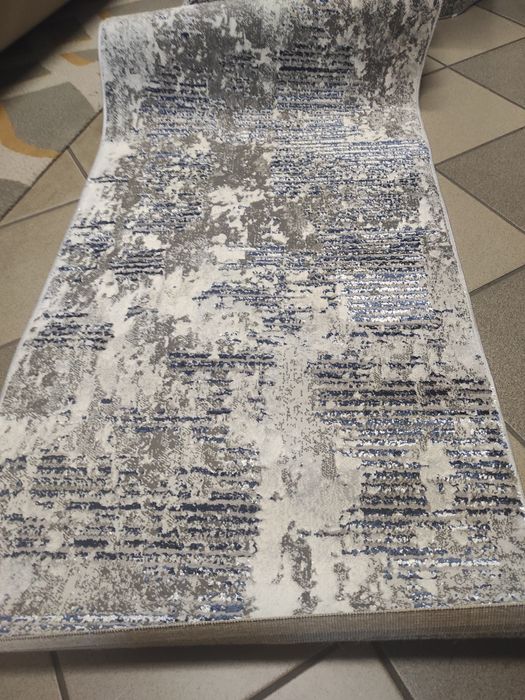 Chodnik 70 cm cięty na metry srebrno granatowy