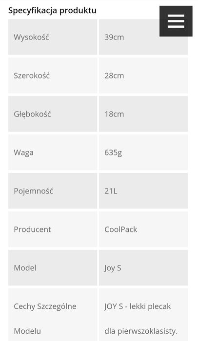 Plecak szkolny CoolPack, klasy 1-3