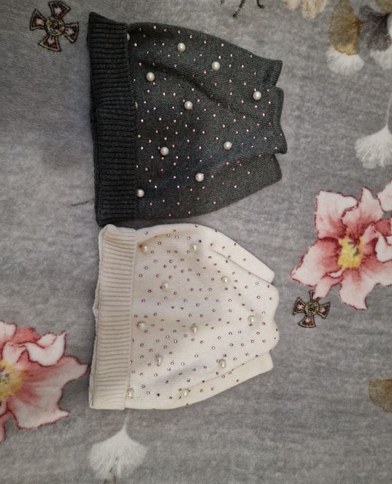 Стильні шапочки з перлинами сірого кольору для дівчинки 3-5  рочків