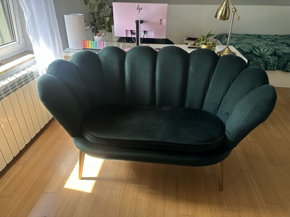 Sofa muszla butelkowa zieleń