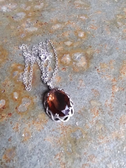 Серебряный винтажный кулон на цепочке