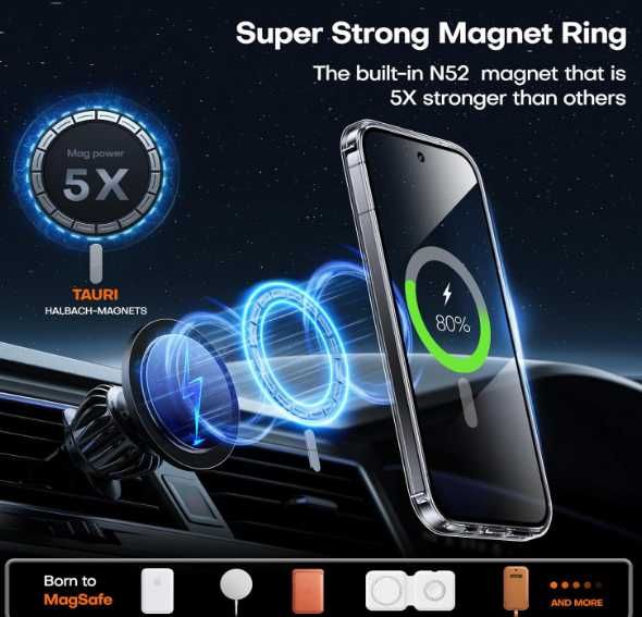 Etui magnetyczne TAURI do Google Pixel 9 / 9 Pro przezroczyste