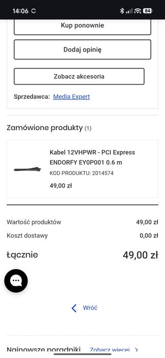 Kabel zasilający kartę graficzną 12Vhpwr