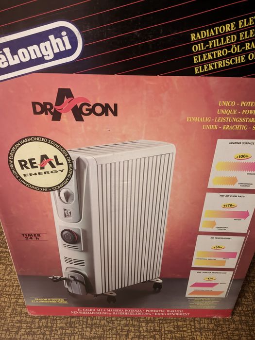 Масляный обогреватель Delonghi Dragon с таймером, Италия