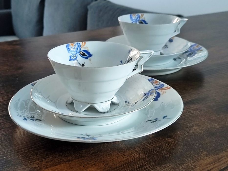 Trio, zestaw śniadaniowy, filiżanka, Schwarzenhammer Bavaria, 1910-23