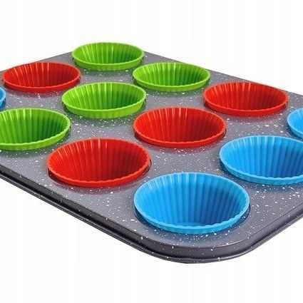 Forma na muffinki babeczki blacha taca silikonowe foremki f