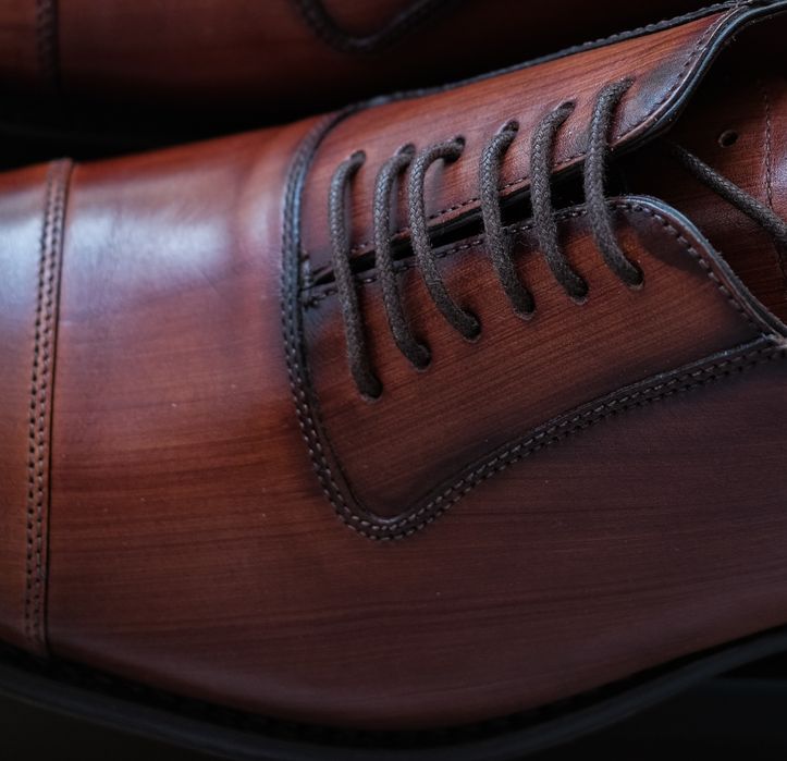 Loake Larch Oxford 41 UK 7 kasztanowe oxfordy buty garniturowe
