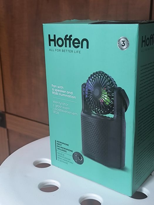 Hoffen Wentylator z Głośnikiem Podświetlenie RGB Bluetooth Radio FM