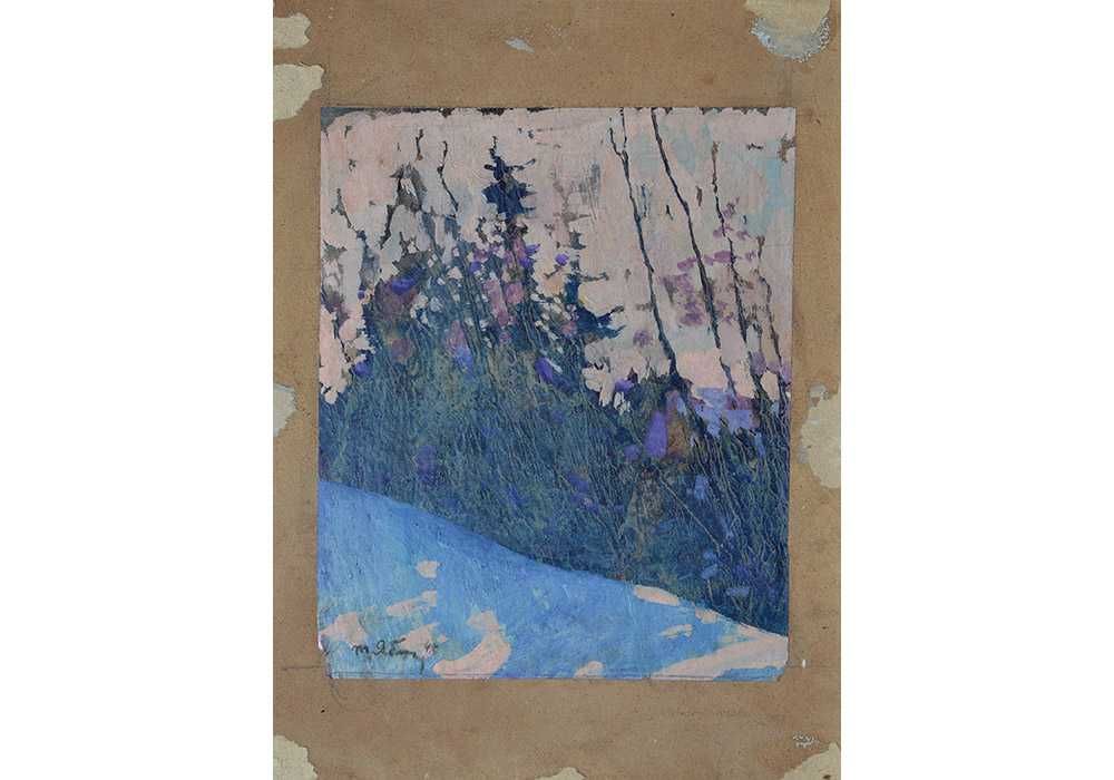 Яблонская Татьяна (1917–2005) Зима. 1947 г./к/м / 28*23 см Экспертиза