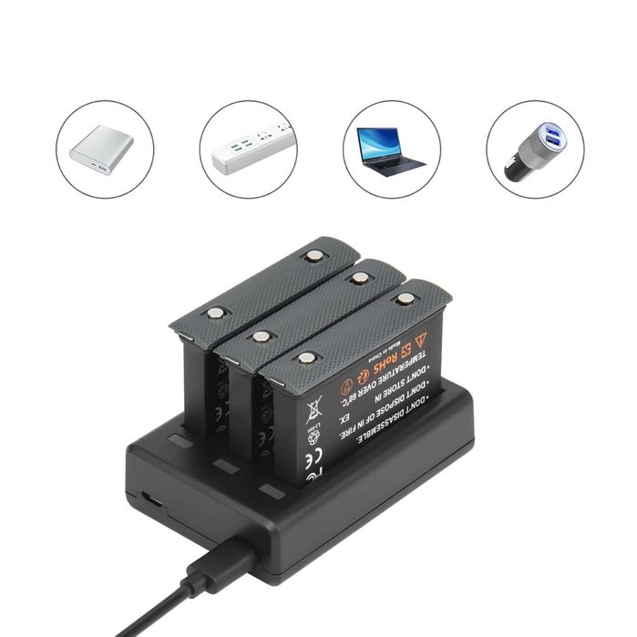 3× akumulator 3,85V 2000mAh potrójna ładowarka USB-C Insta360 ONE X2
