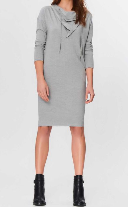 Tatuum Nowa sukienka XL dresowa z kapturem kieszenie szara midi
