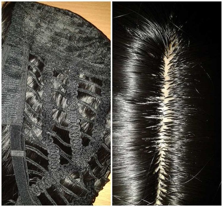 Czarna falowana peruka z przedziałkiem do ramion cosplay czarny wig