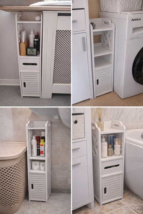 Biała SZAFKA ŁAZIENKOWA MALTA stojąca słupek stojak na papier 80cm