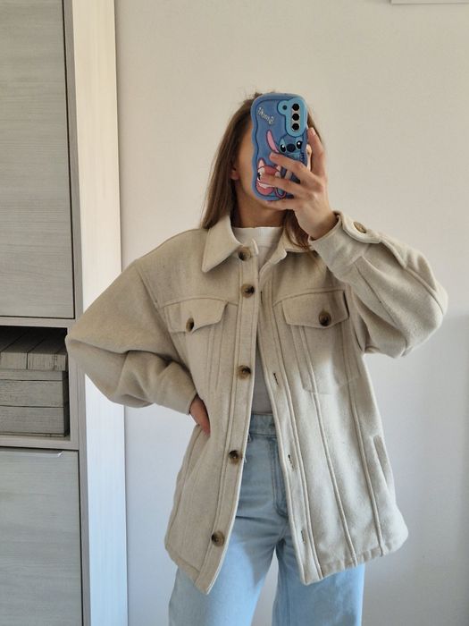 Kurtka koszulowa veżowa płaszczyk krótki bershka