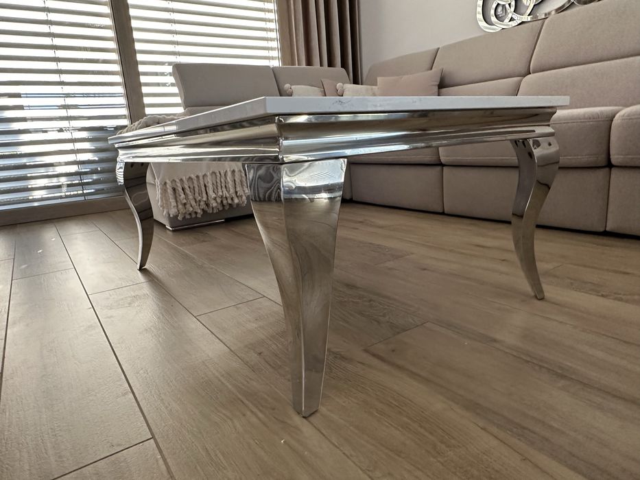 Stolik, ława, glamour, kamieny blat 110x70 - jak nowa