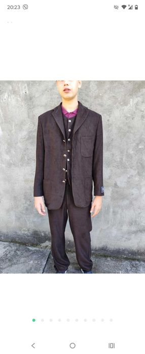 Діловий офісний вельветовий костюм шоколадний versace